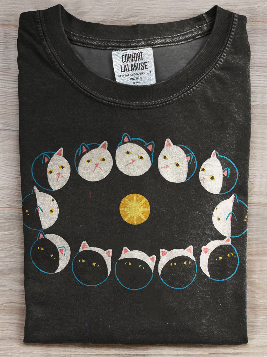 Funny Cat Print Casual T-shirt