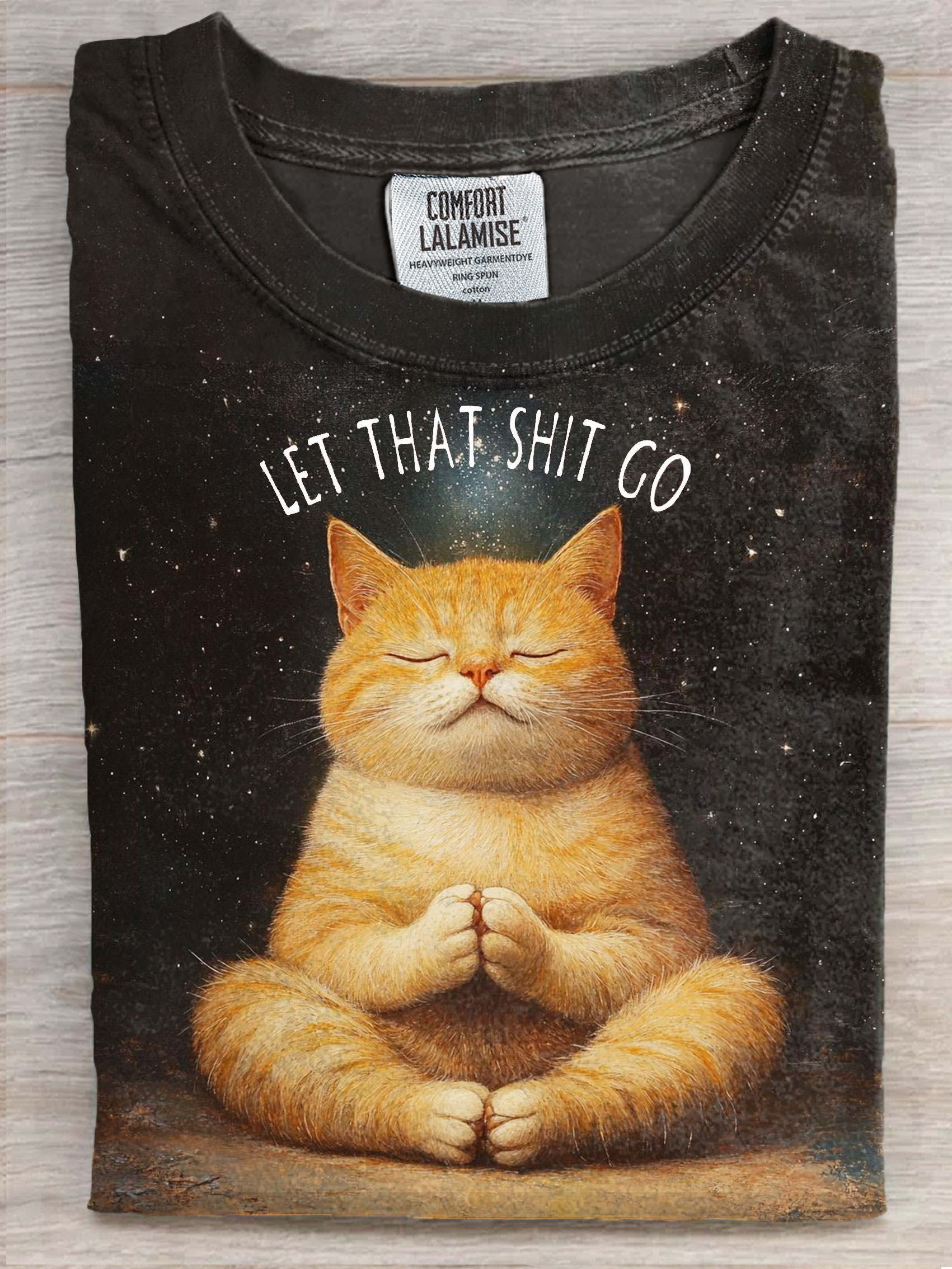 Funny Cat Let That Shit GoArt Print Casaul Short Sleeve T-shirt
