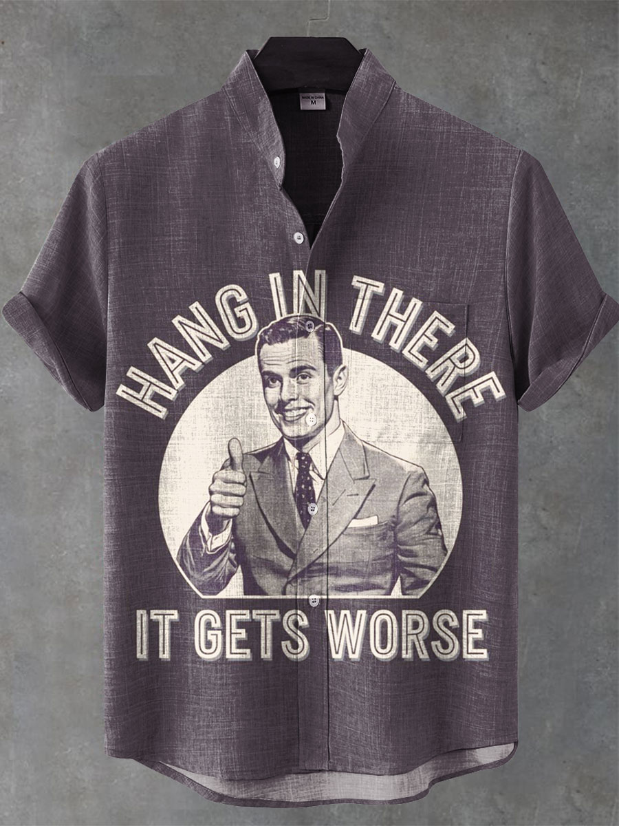 Hang in there Funny Art Vintage Print Casual 100% Cotton Shirt