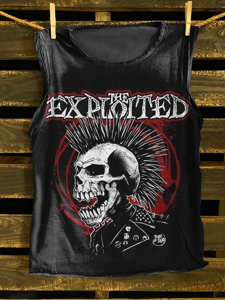 Vintage Punk Print 100% Cotton Casual Tank Top