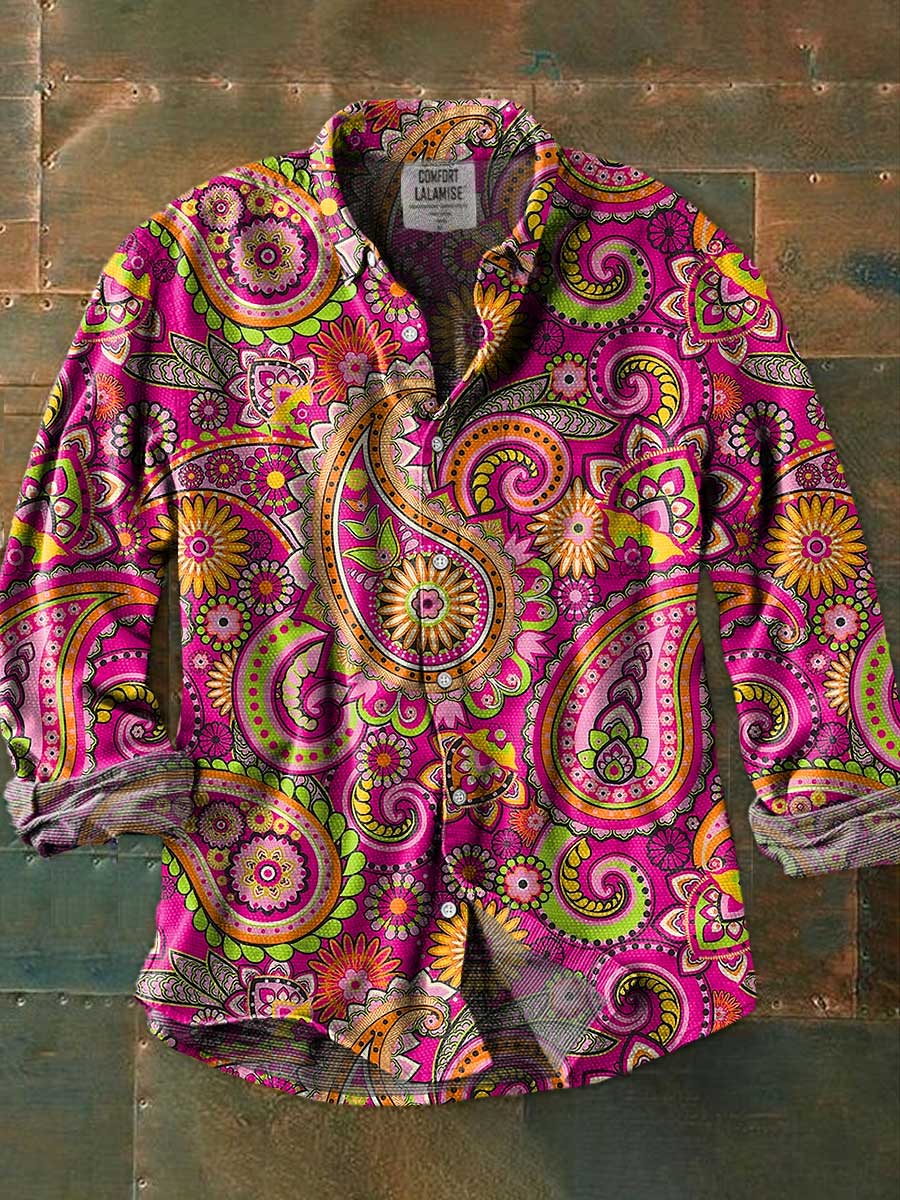 Vintage Art Print 100% Cotton Long Sleeve Shirt