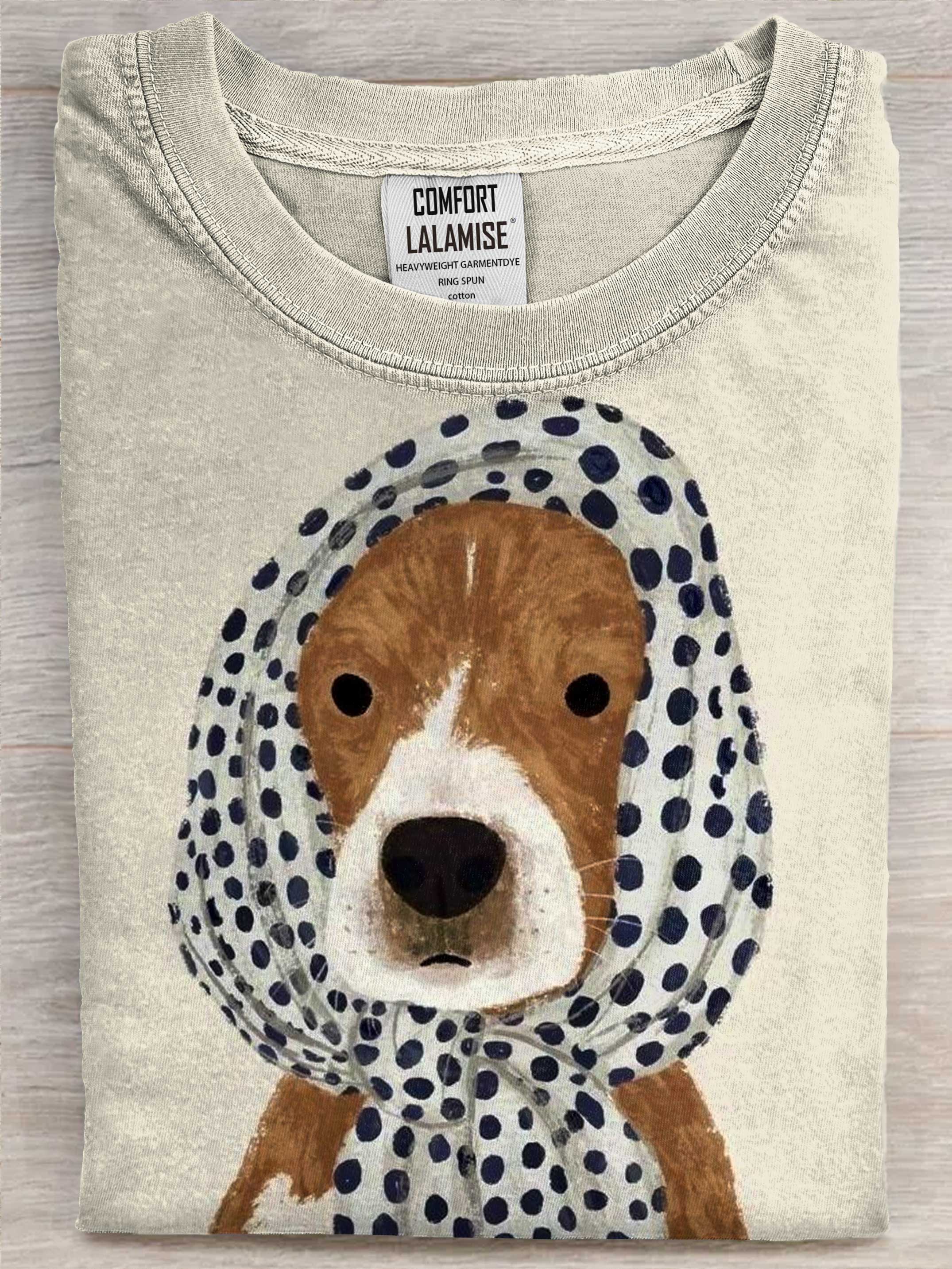 Cute Dog Art Casaul Cotton Short Sleeve T-shirt