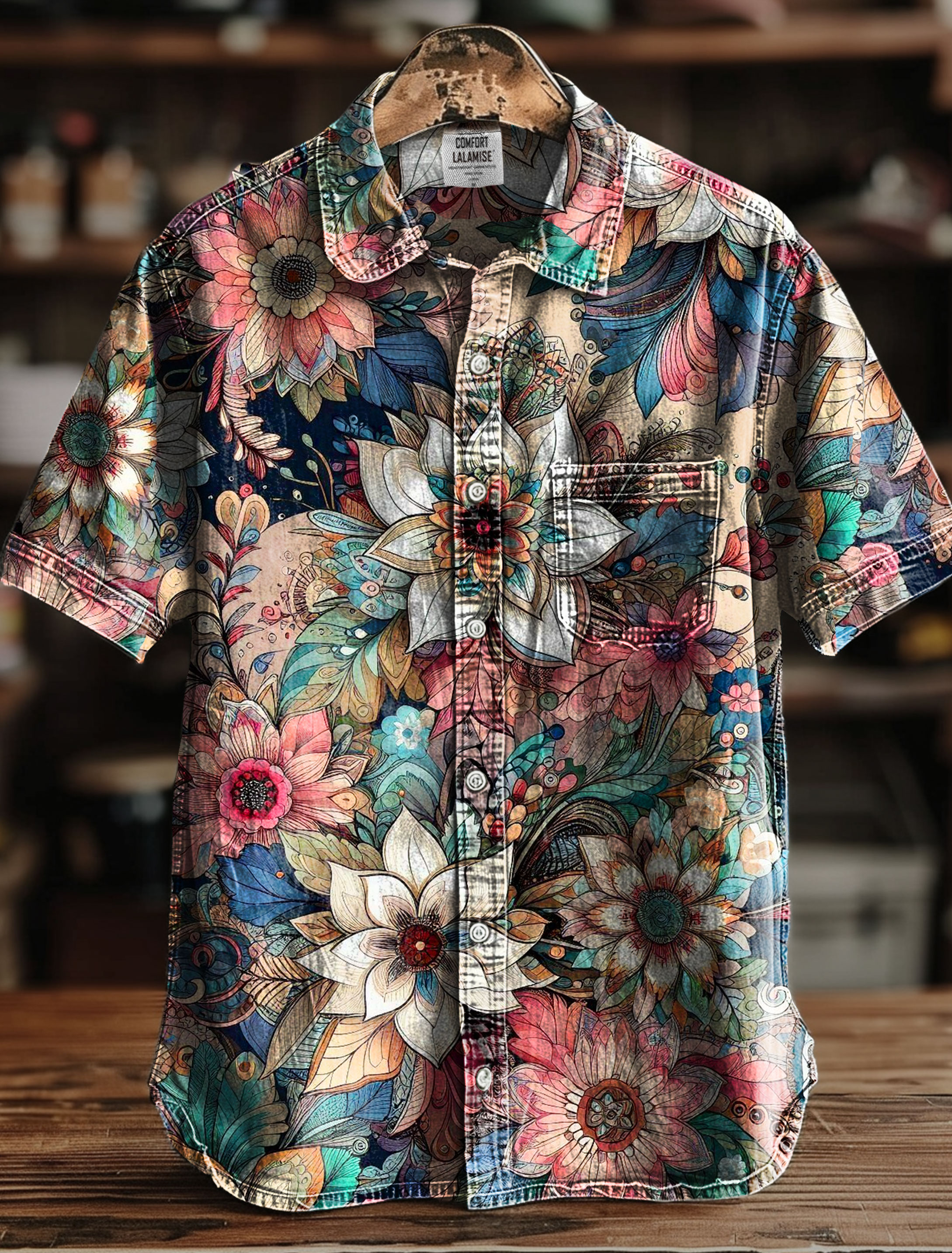 Vintage Floral Print Casual 100% Cotton Shirt