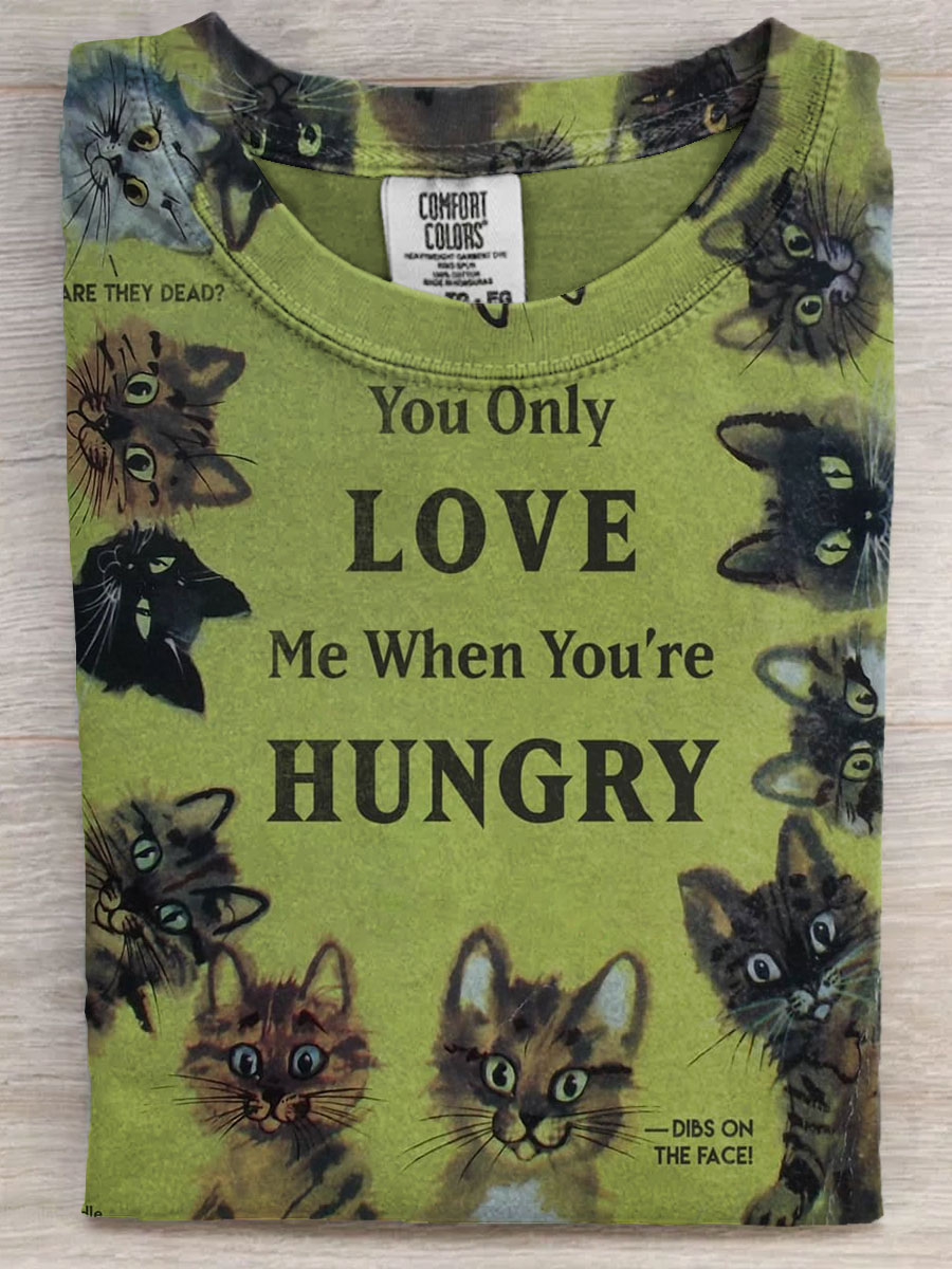 Vintage Funny Cat Art Casaul Short Sleeve T-shirt