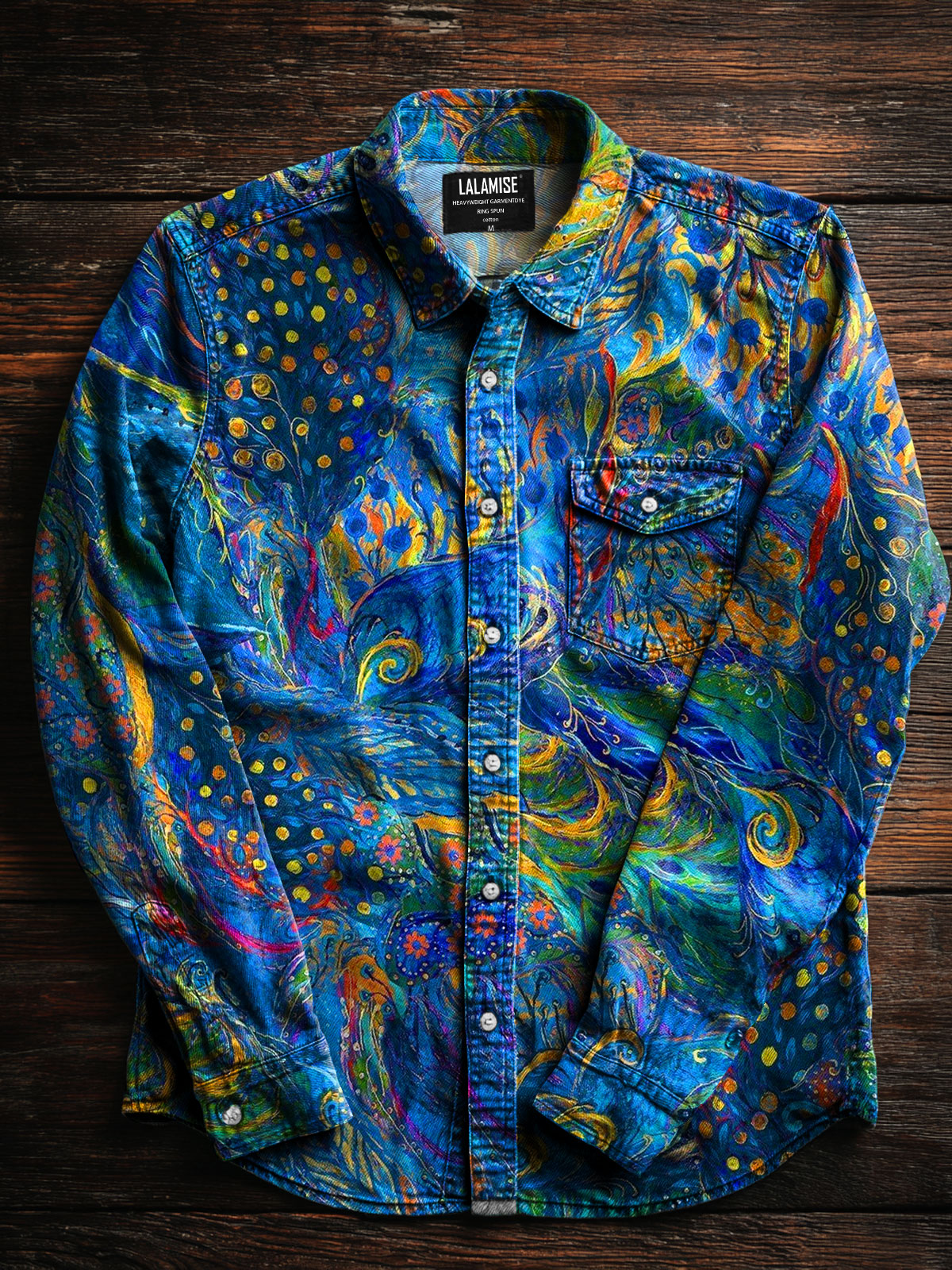 Peacock feather Fancy Art Print 100% Cotton Long Sleeve Shirt