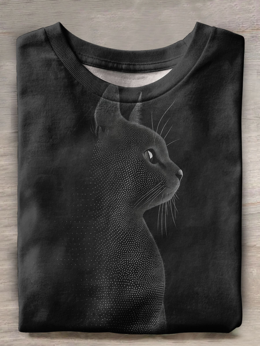 Cat Art Print Casual T-shirt