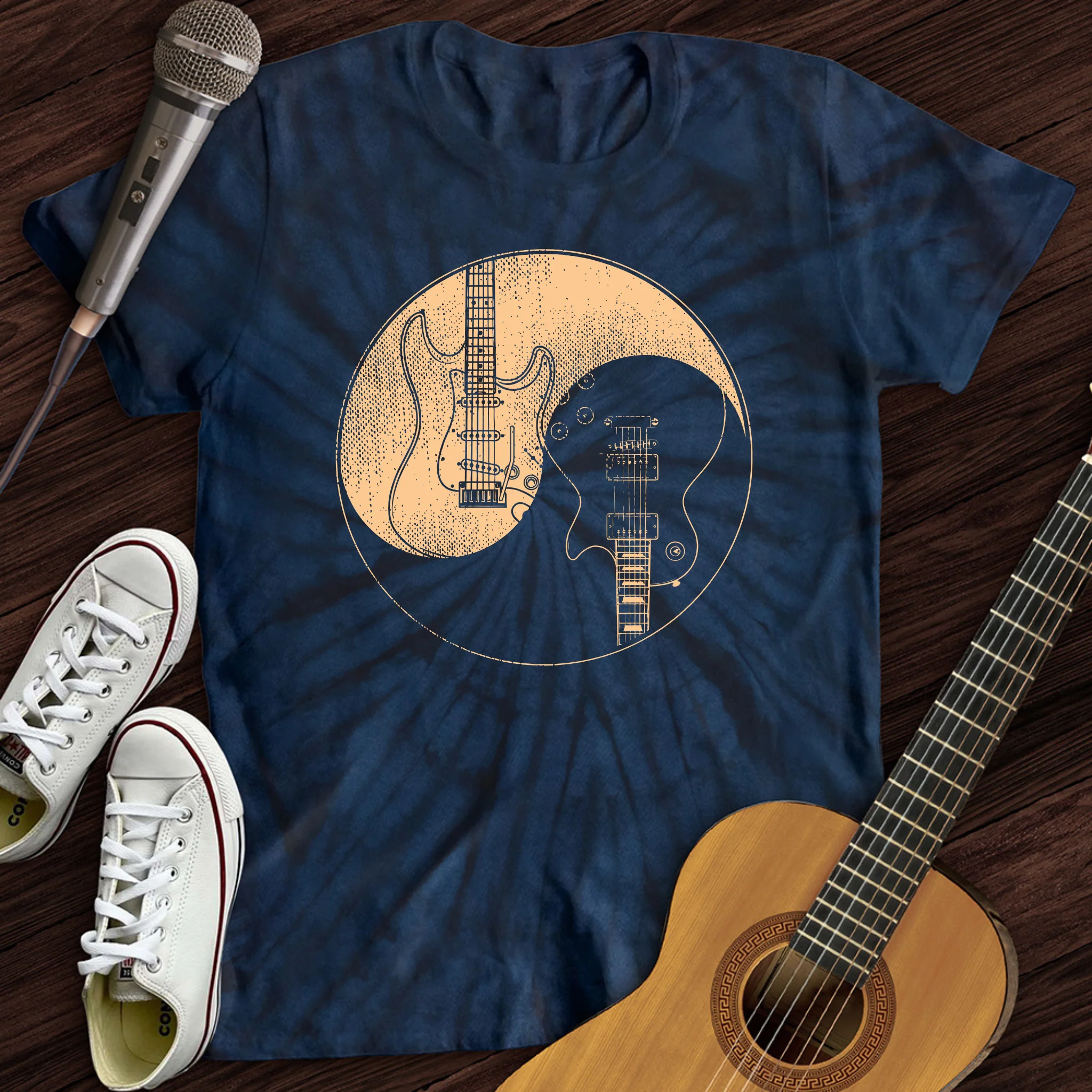 Guitars Yin Yang Tie Dye T-Shirt