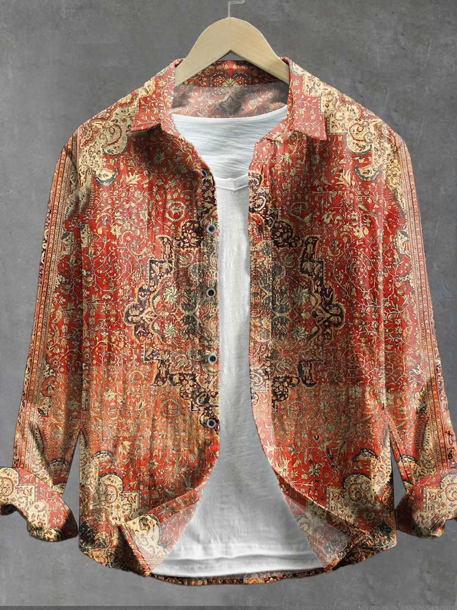 Vintage Art Print 100% Cotton Long Sleeve Shirt