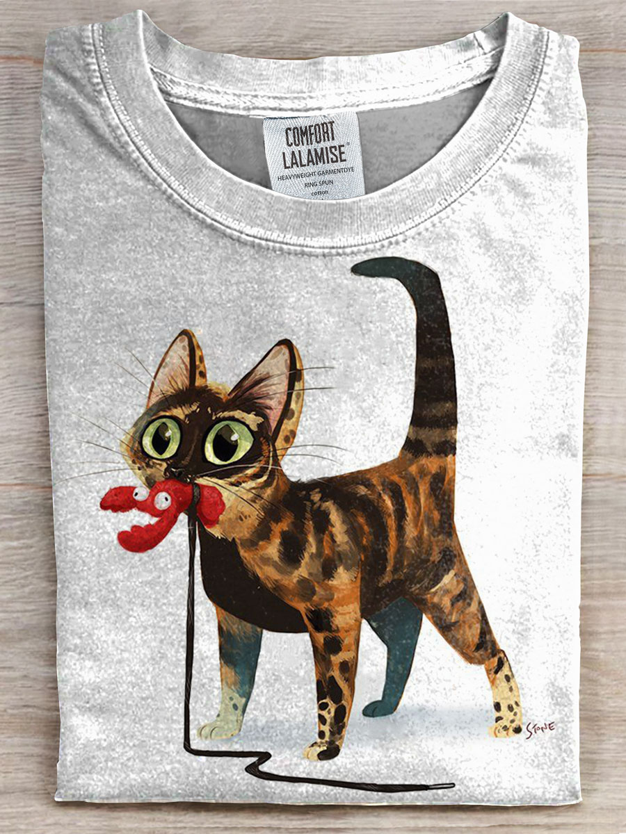 Funny Cat Prints Casual T-shirt