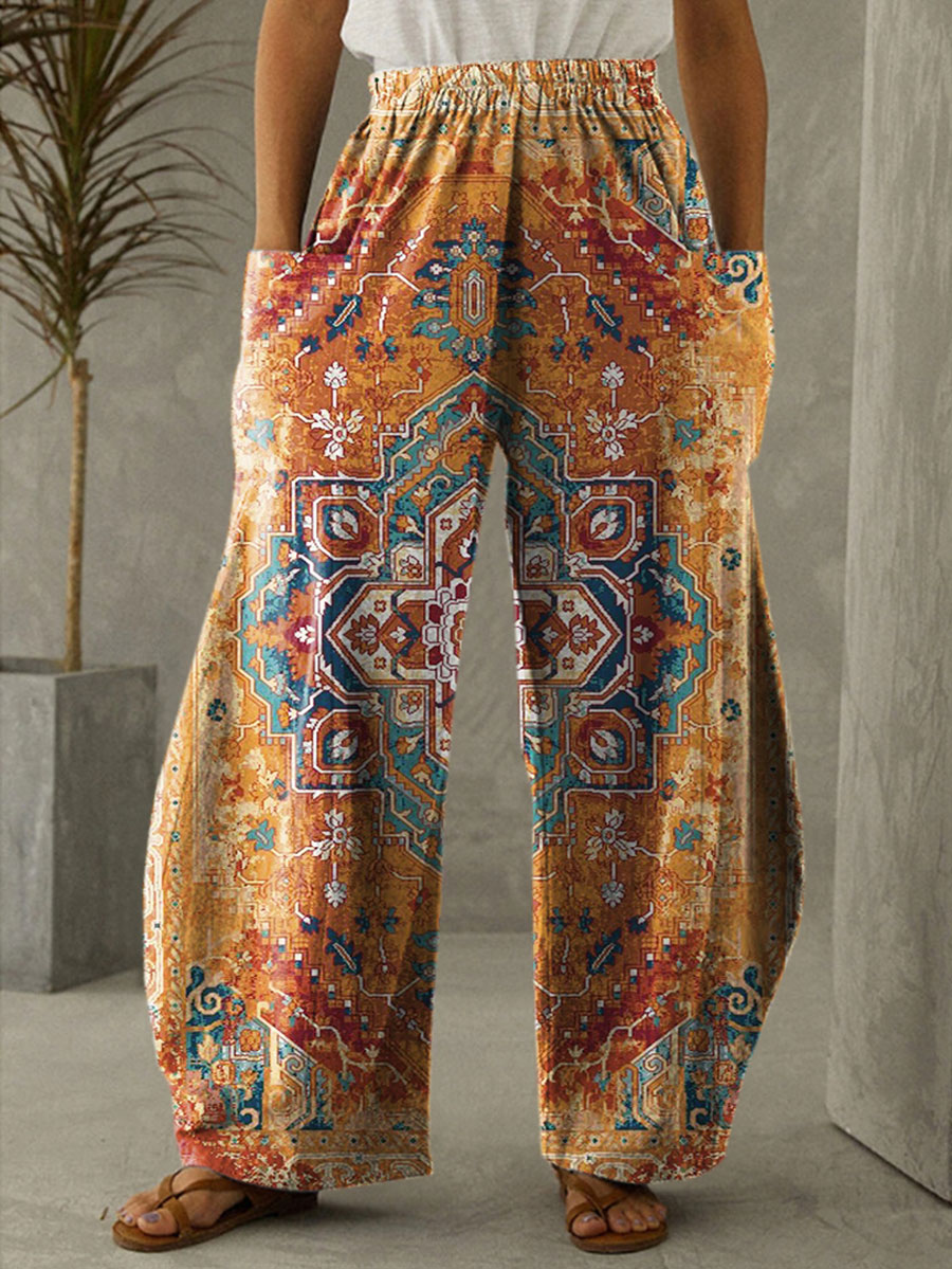 Ethnic Floral Printed Casual Pants