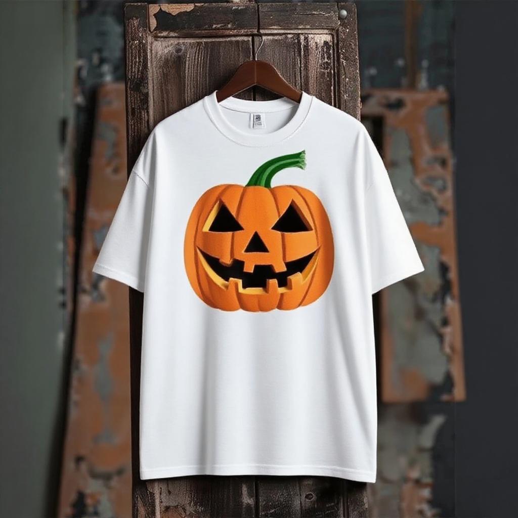 Halloween pumpkinArt Print Casual Cozy Short Sleeve T-Shirt