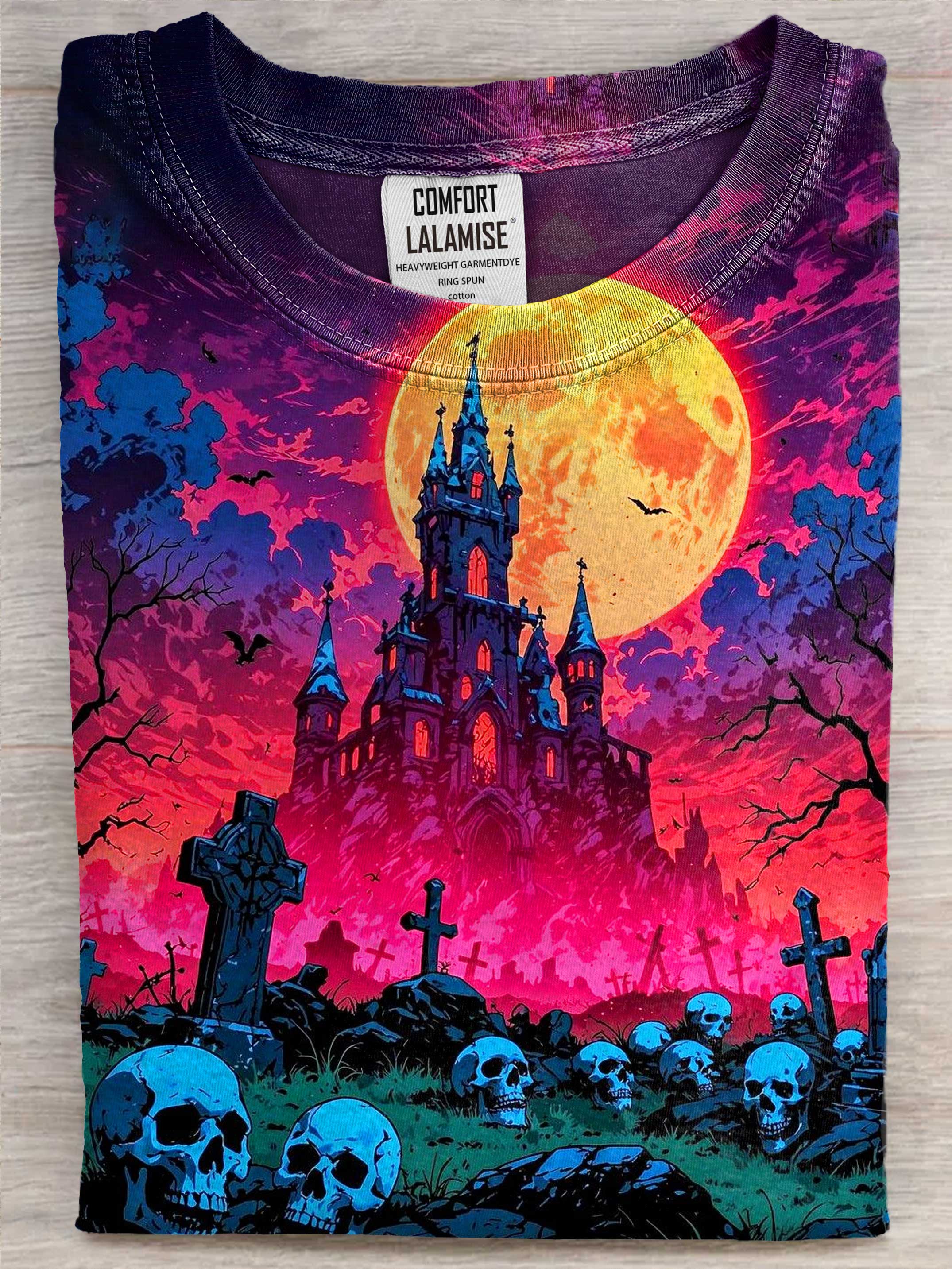 Halloween Fancy Art Print Casaul Cotton Short Sleeve T-shirt