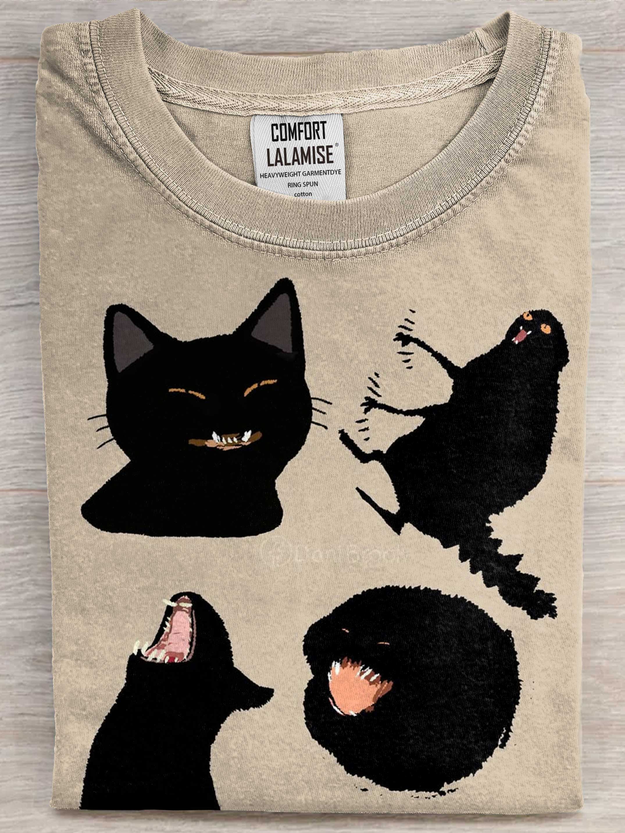 Funny Cat Art Print Casual Short Sleeve T-shirt