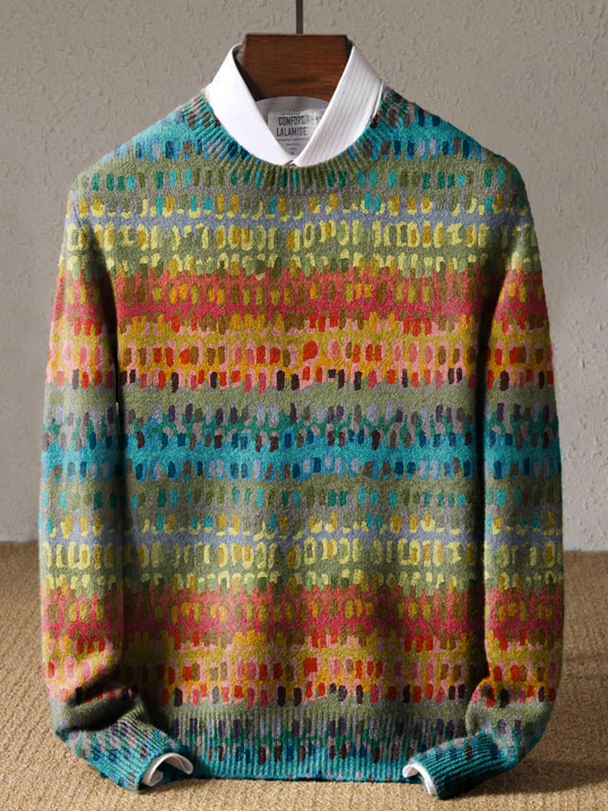 Vintage multicolor Abstrct  Art Print Knit Pullover Sweater