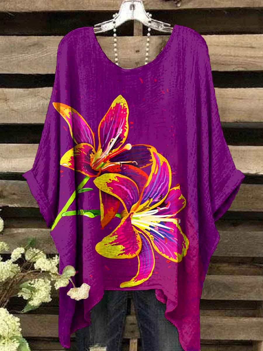 Women's Lily Flower Art Print Casual Top
