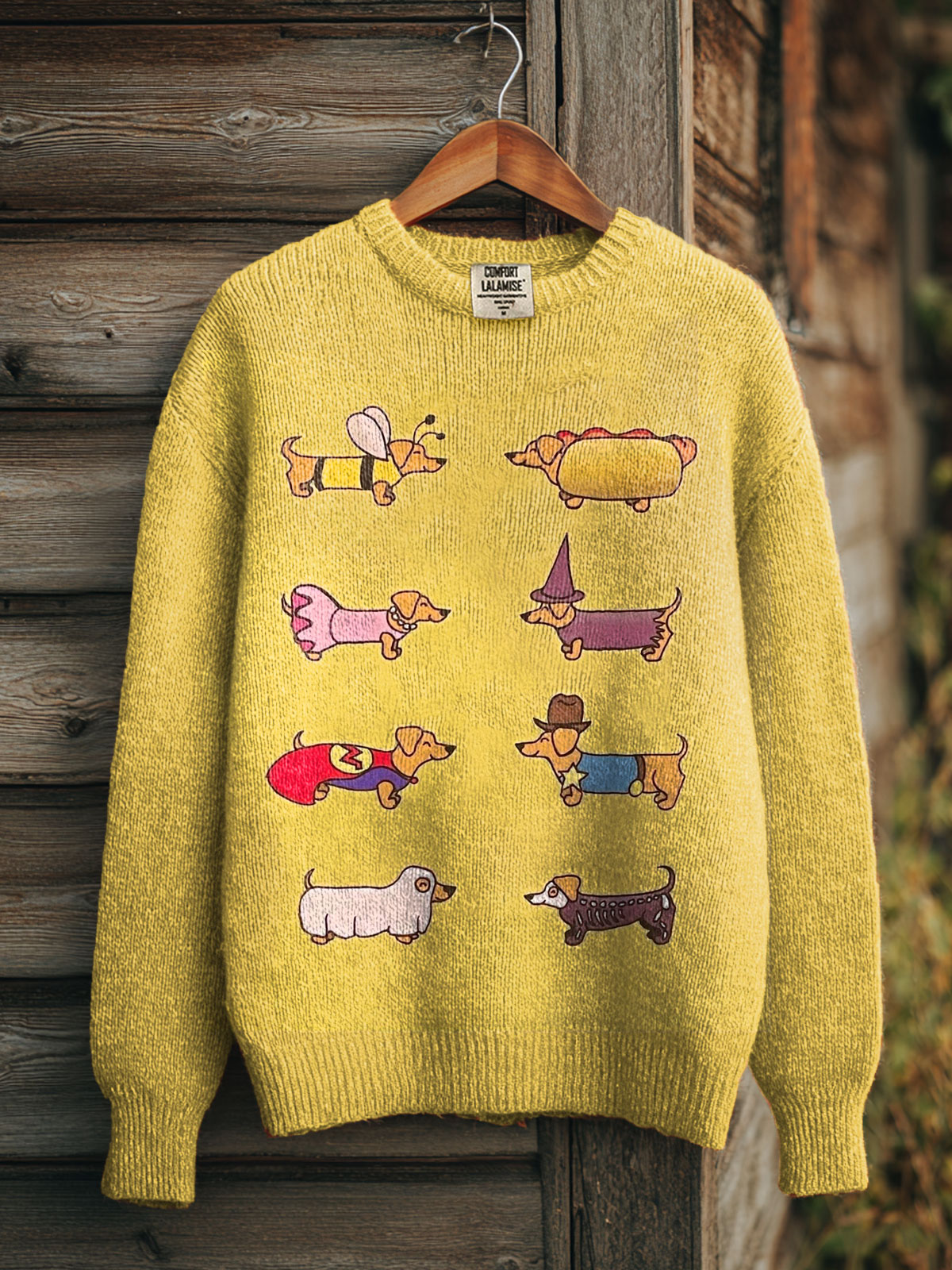 Cute Holiday Dachshund costume Art Print Knit Pullover Sweater
