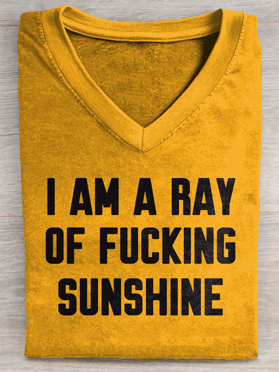 Women's Funny Quote Art Print V-neck Casual T-Shirt