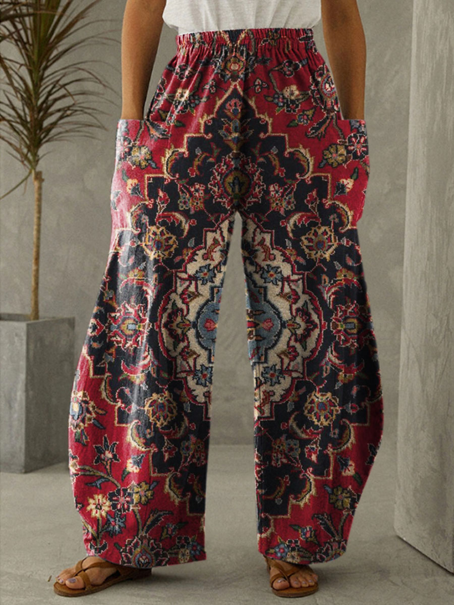 Ethnic Floral Printed Casual Pants