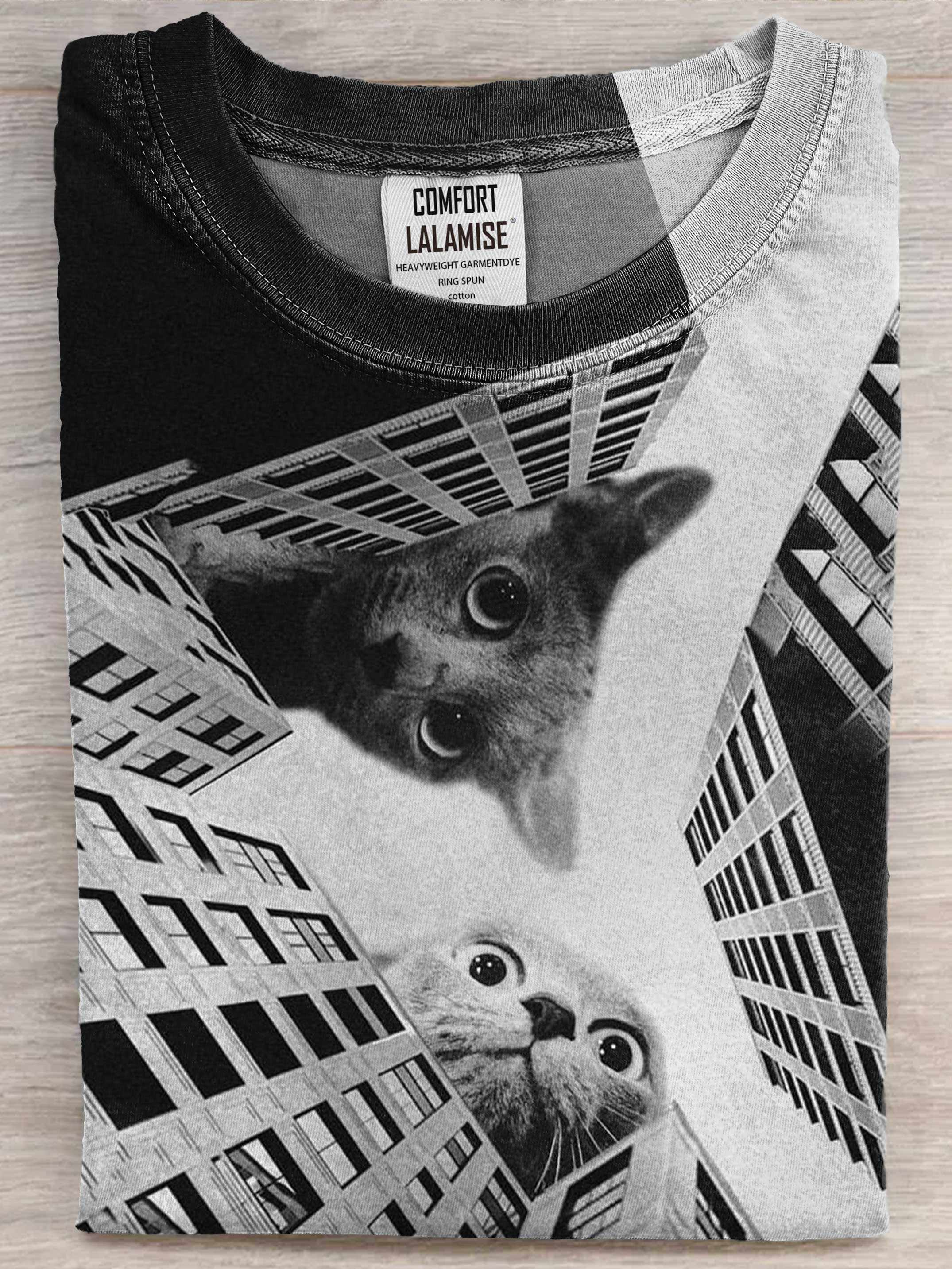 Funny Cat Art Print Casaul Short Sleeve T-shirt