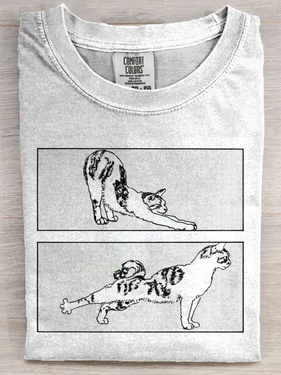 Cute Cat Moment Art Print Casaul Short Sleeve T-shirt