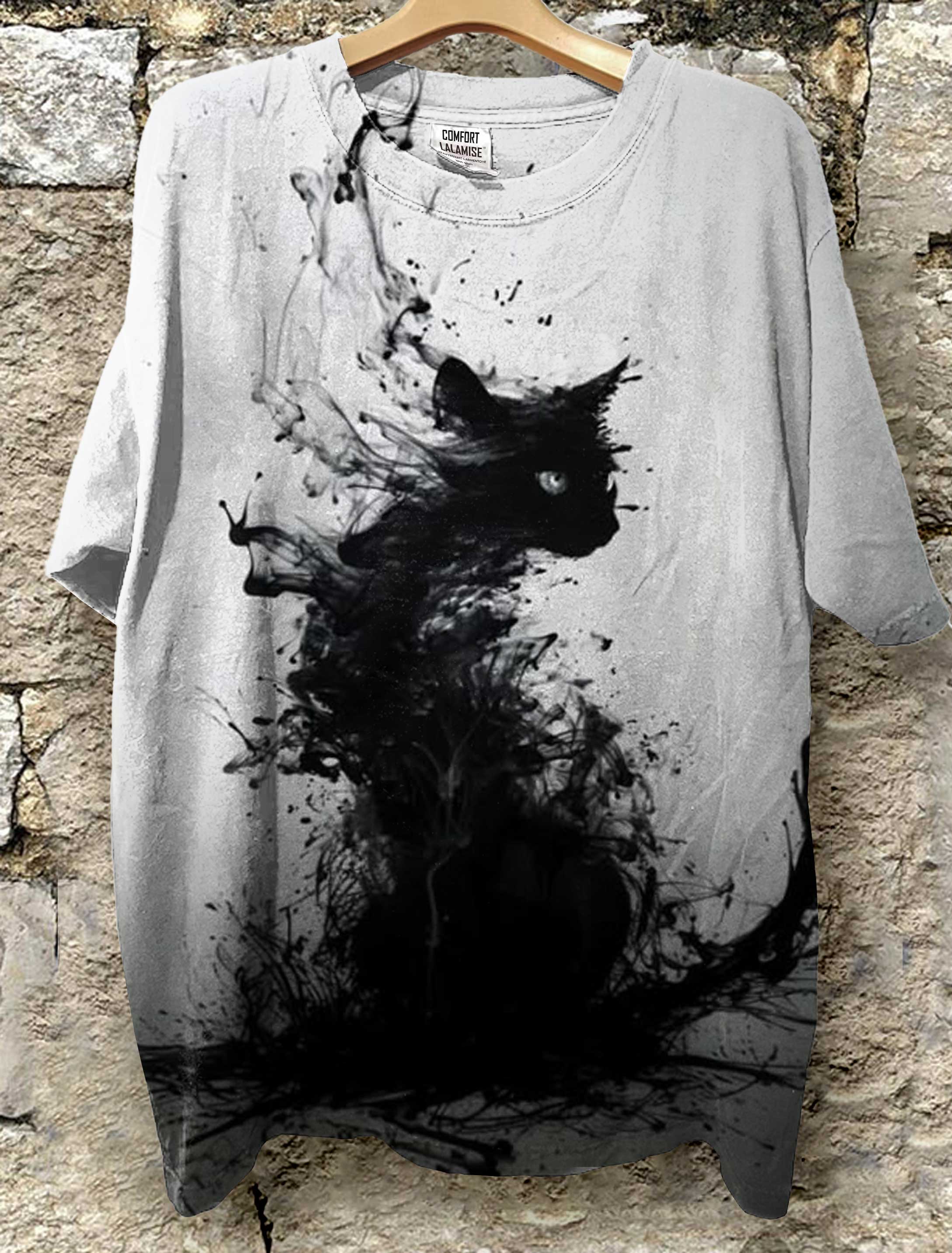 Cat Art Print Casual Short Sleeve T-shirt