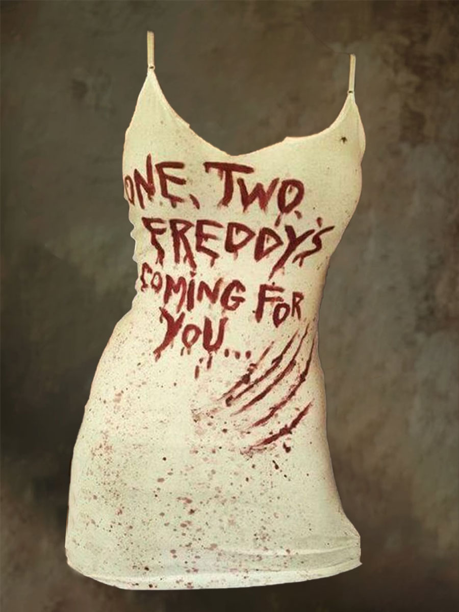 Halloween Art Print Spaghetti Strap Bodycon Mini Dress