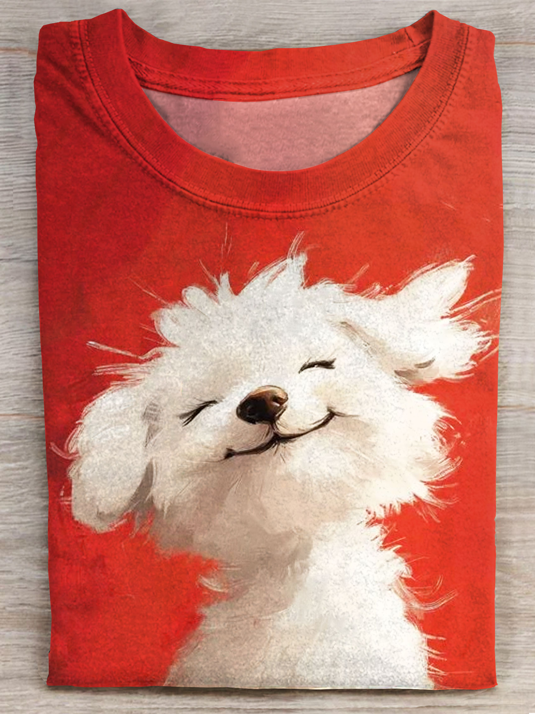 Happy Dog Art Print Casaul T-shirt