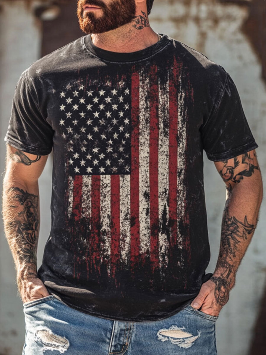 American Flag Print Casual T-shirt