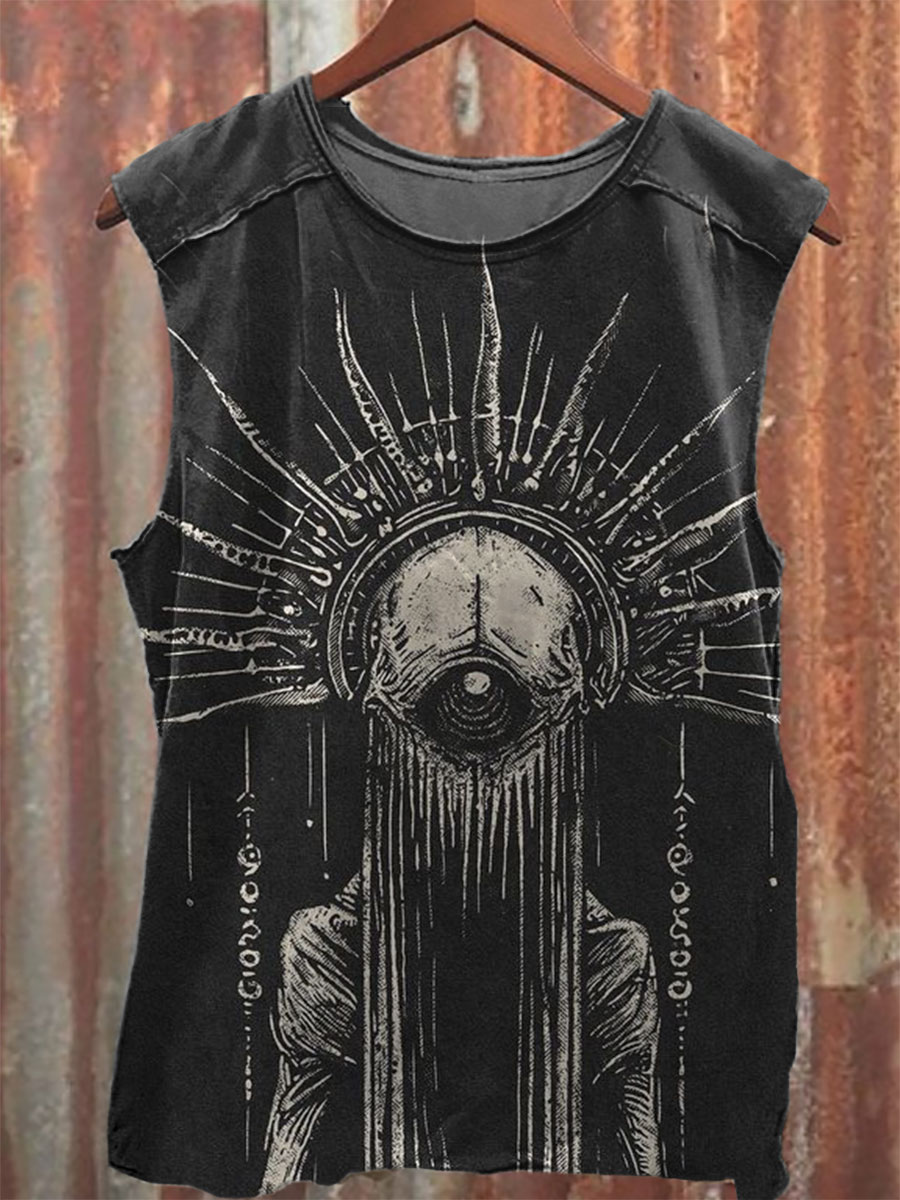 Vintage Dark Art Print 100% Cotton Casual Tank Top