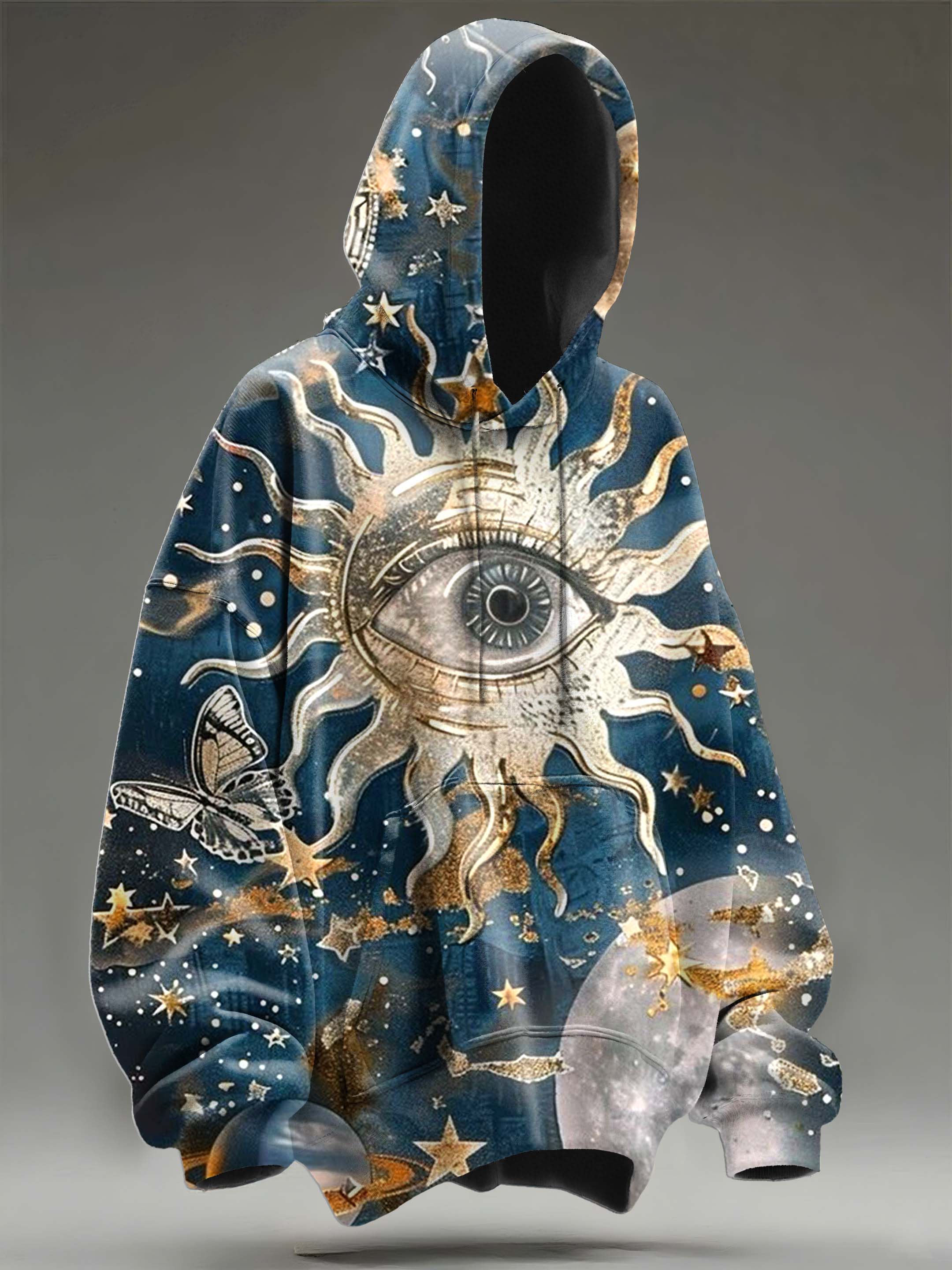Vintage Sun All Seeing Eye Print Casual Hoodie Sweatshirt