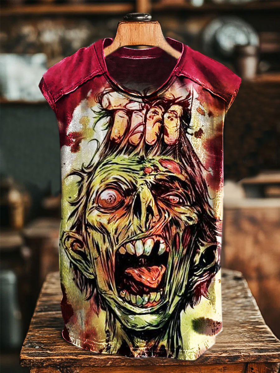 Horror Art Vintage Print 100% Cotton Casual Tank Top