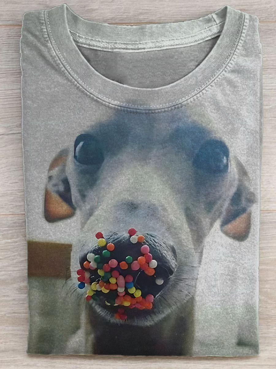 Retro Funny Greyhound Dog Art Print T-shirt