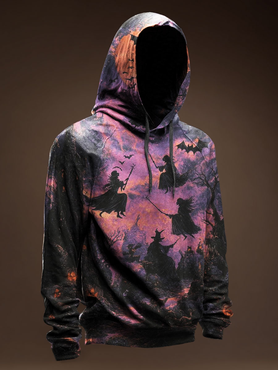 Witch Print Casual Hoodie Sweatshirt