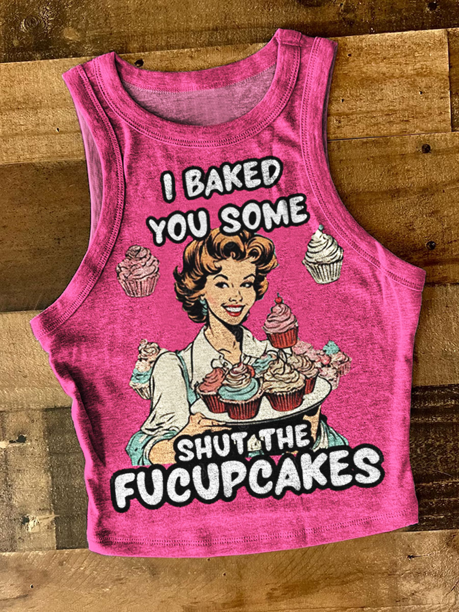 Shut The Fucupcakes Print Tank Top
