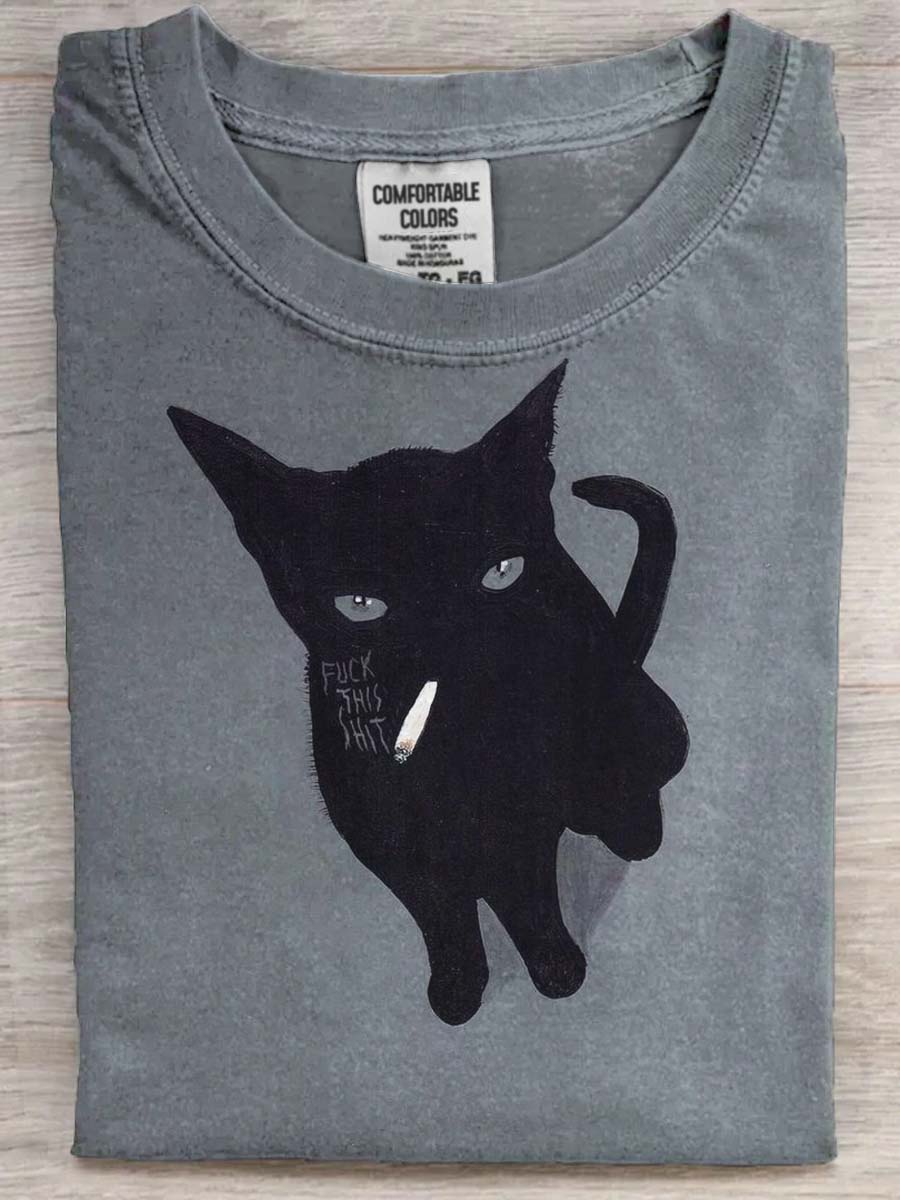 Funny Cat Print Casual Short Sleeve T-Shirt
