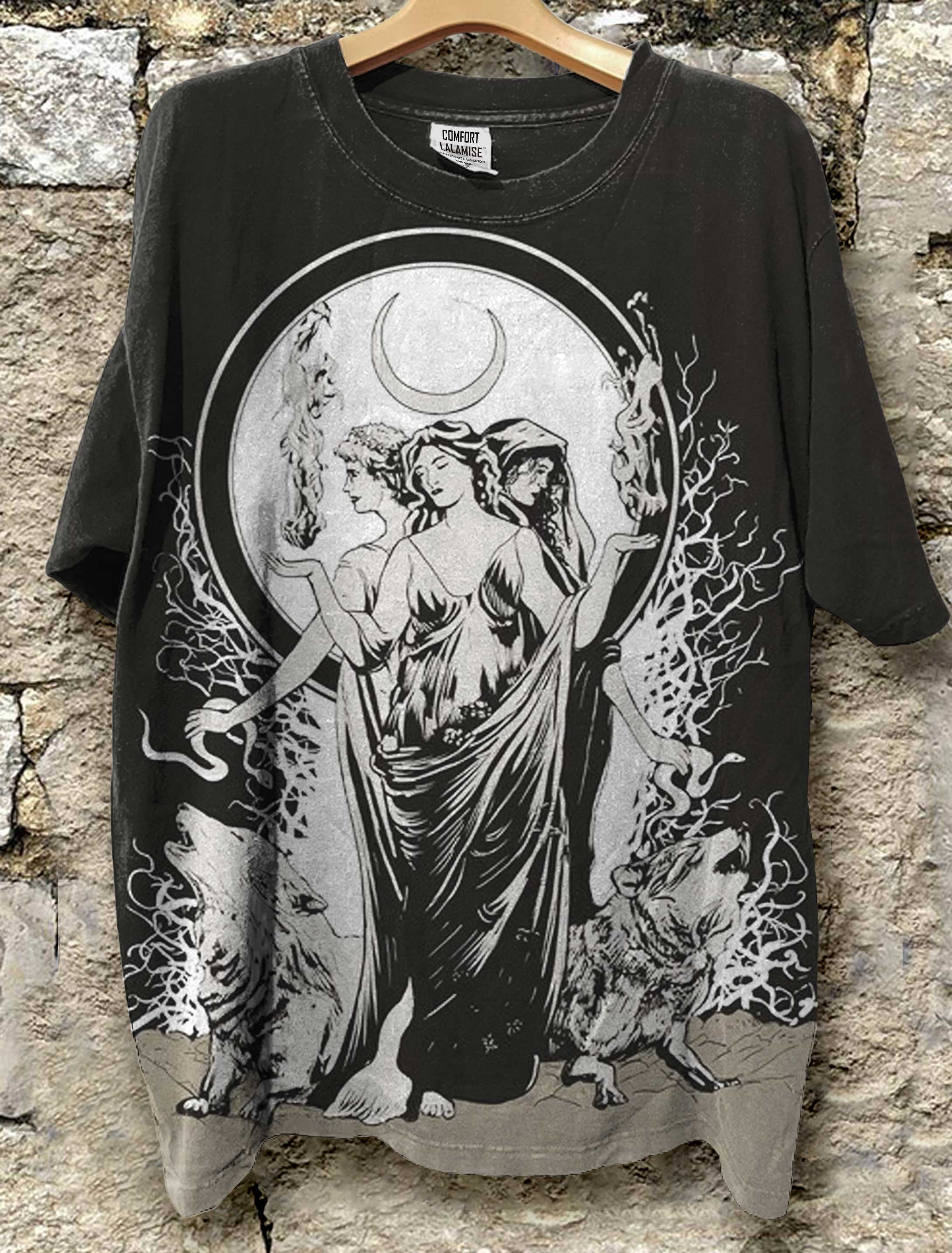 Moon Goddess Hecate Art Print Casual Short Sleeve T-shirt