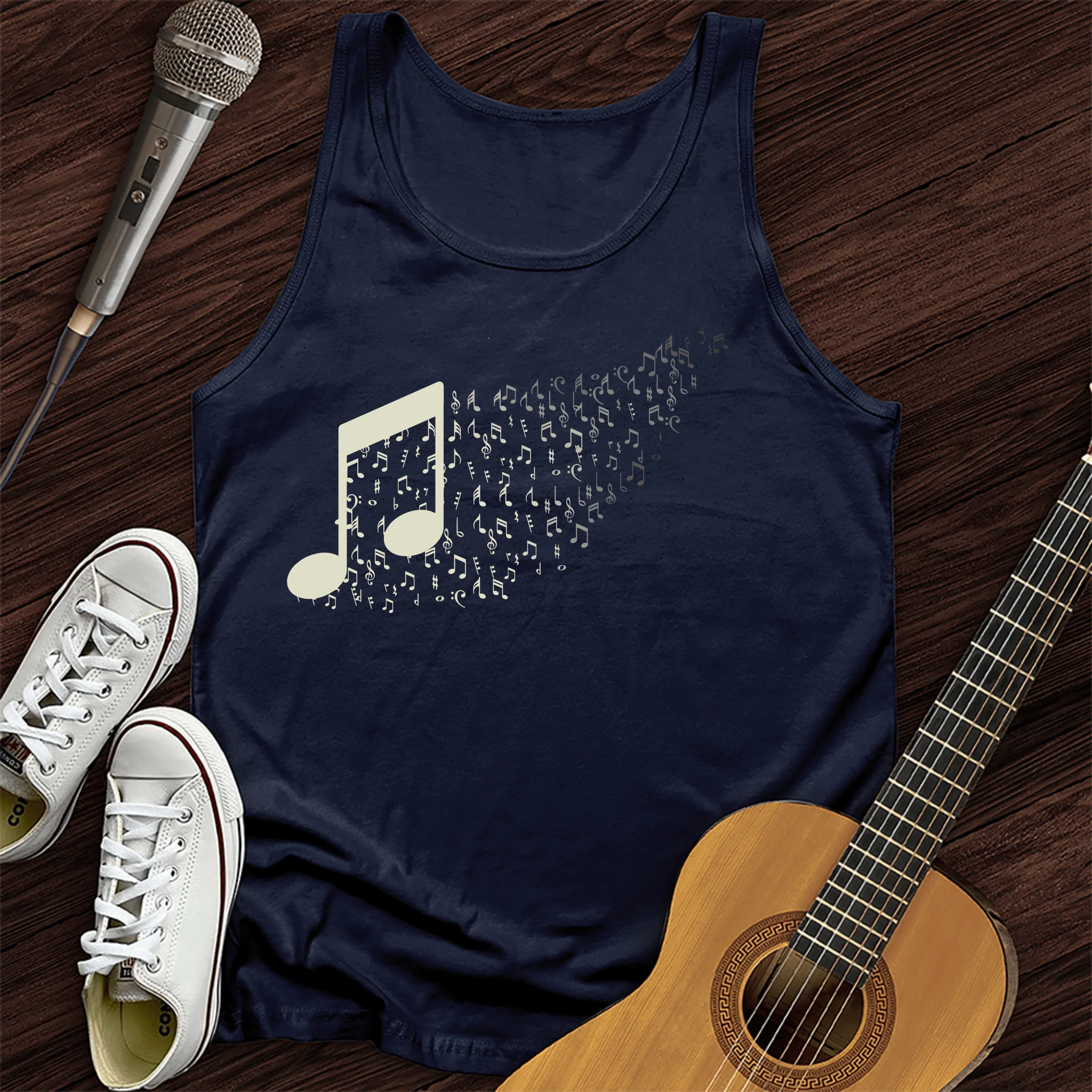 Music Note Floating Away Tank Top