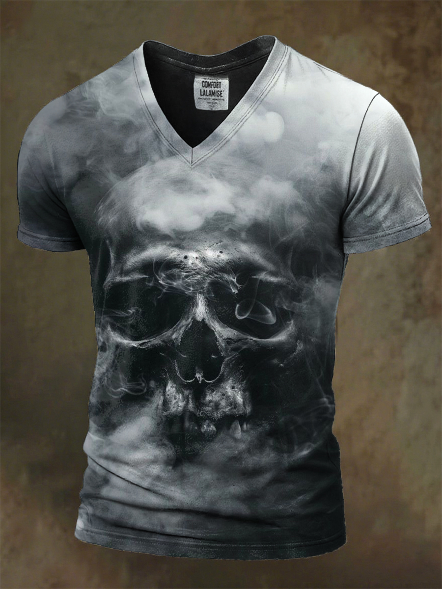 Retro Halloween Skull Art Print T-shirt
