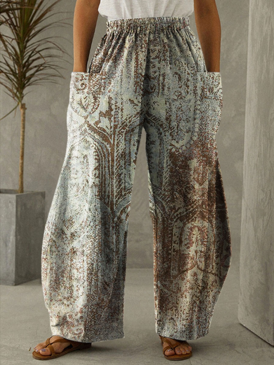 Vintage Printed Casual Pants