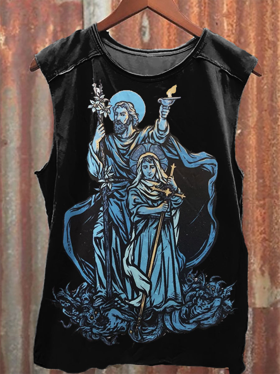 Horror Vintage Print 100% Cotton Casual Tank Top