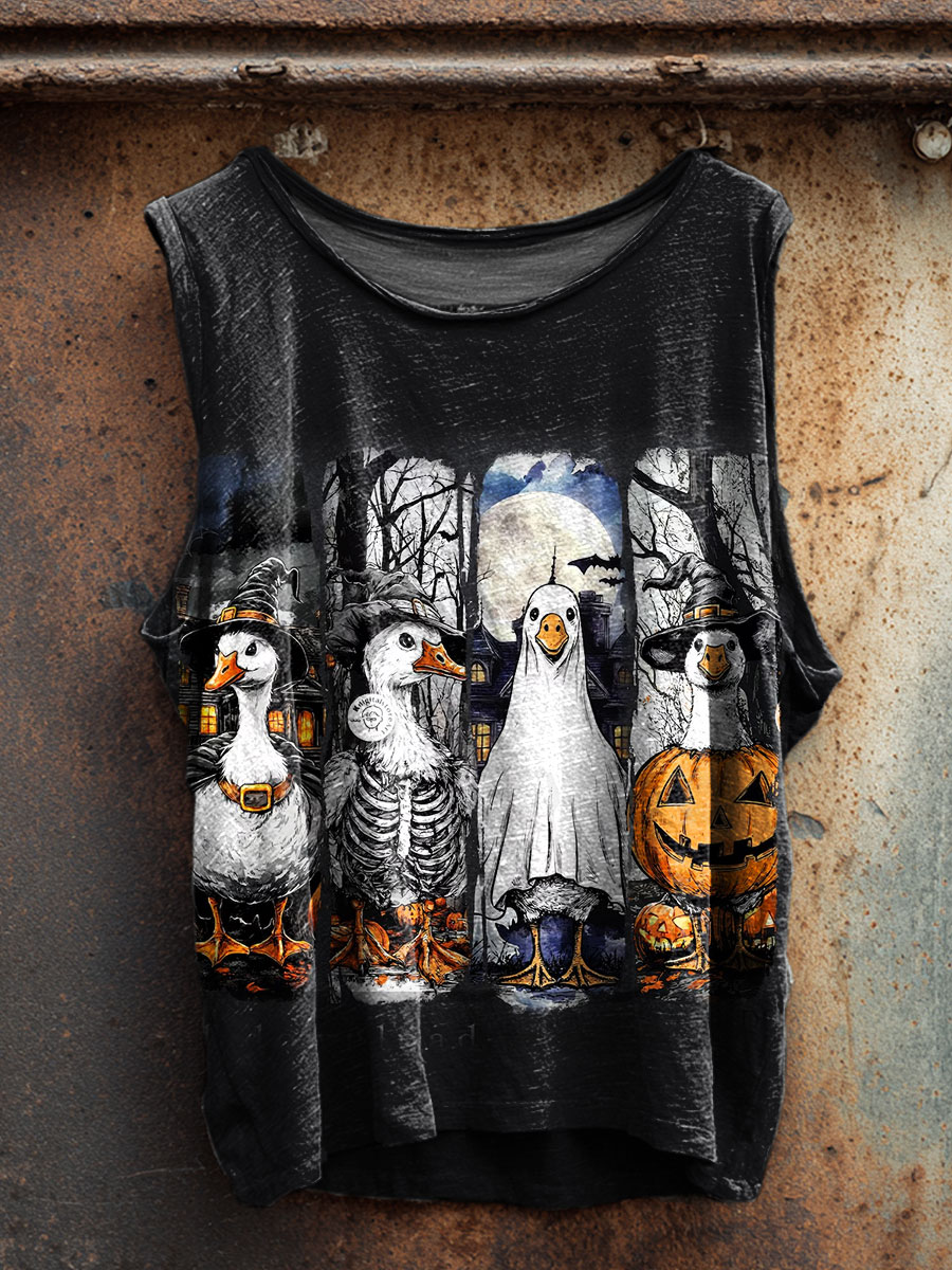 Halloween Duck Print 100% Cotton Casual Tank Top