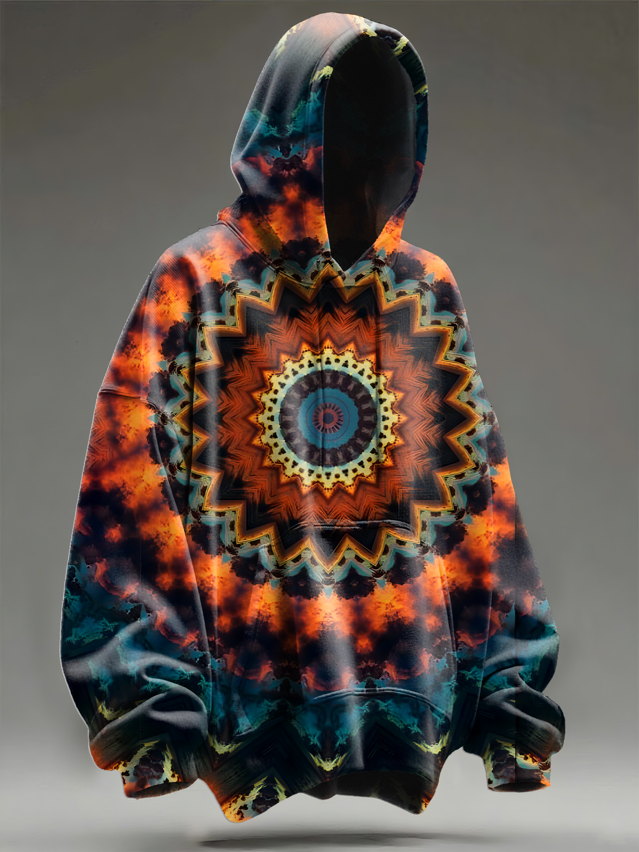 Vintage Multicolor Mandala Art Print Casual Hoodie Sweatshirt