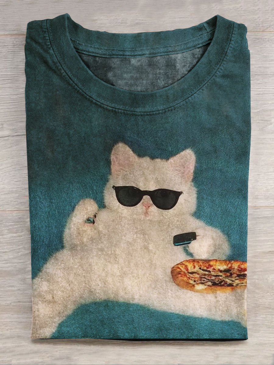 Funny Cat Print T-shirt
