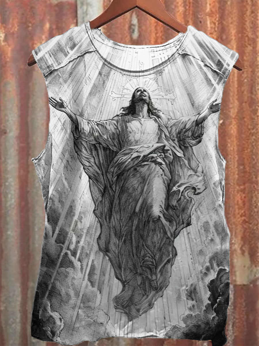 Religion Vintage Print 100% Cotton Casual Tank Top