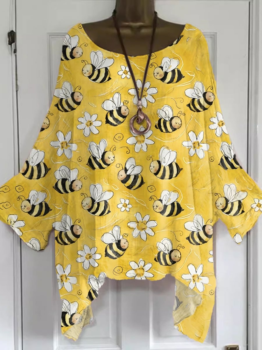 Women's Funny Bee Art Print Casual Shirt