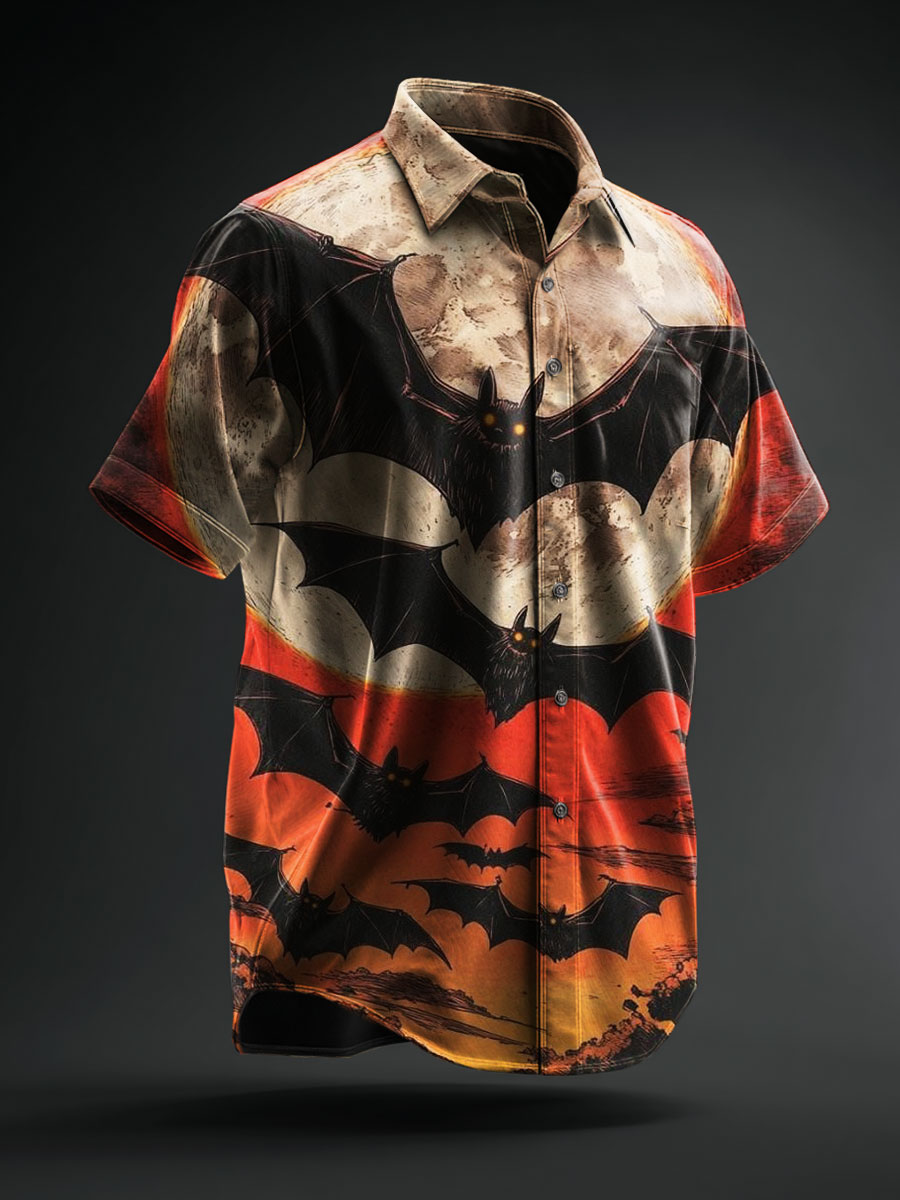 Halloween Bats Print Casual 100% Cotton Shirt
