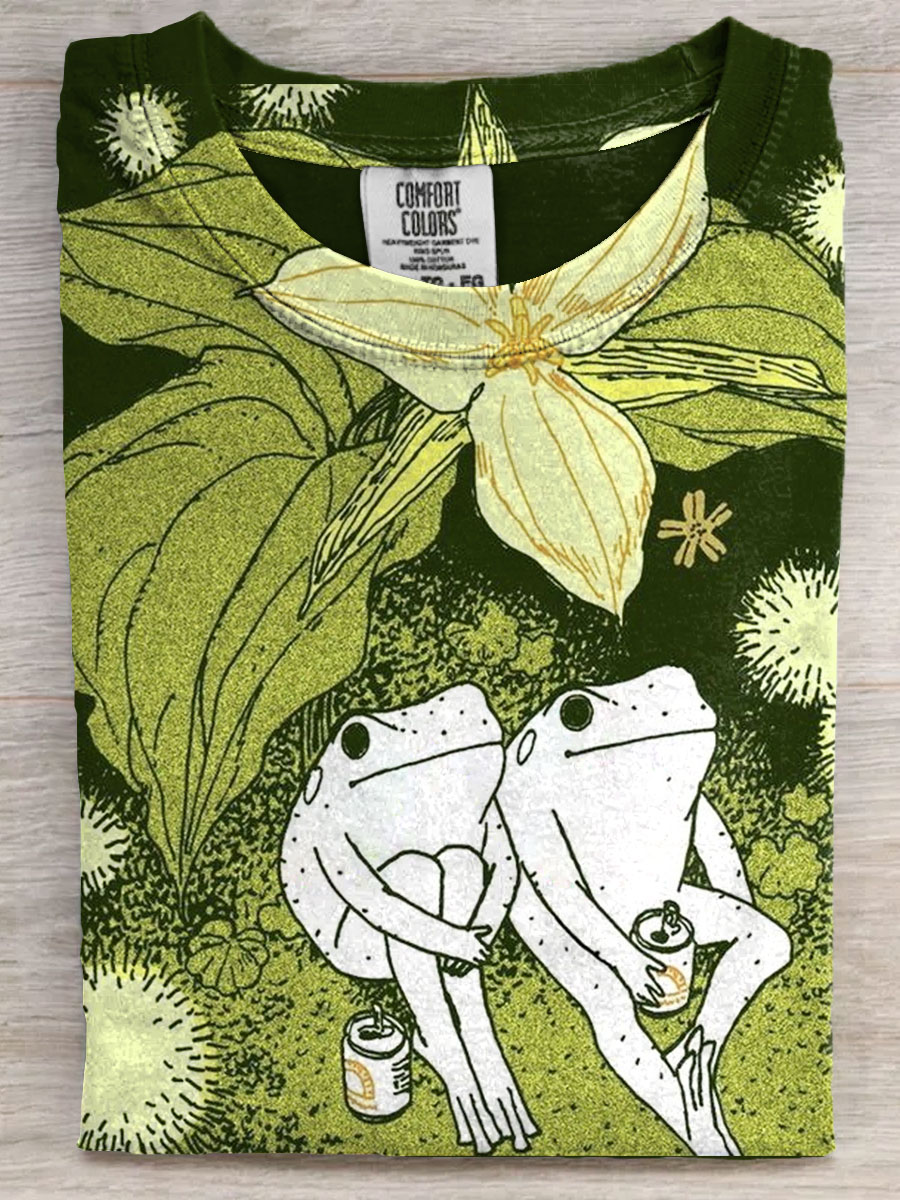 Cute Frog Art Casaul Short Sleeve T-shirt