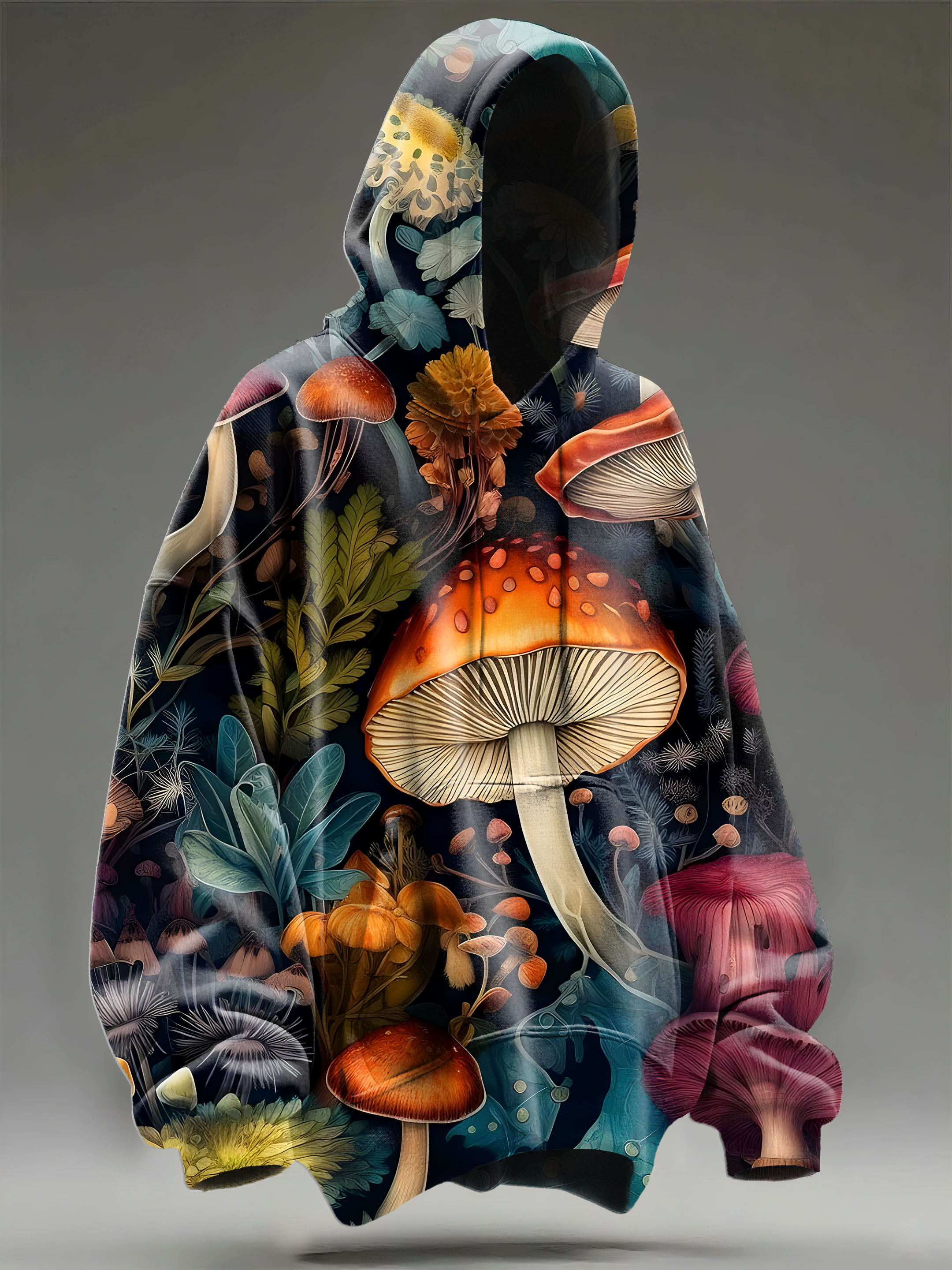 Retro Mushrooms Art Print Casual Hoodie Sweatshirt