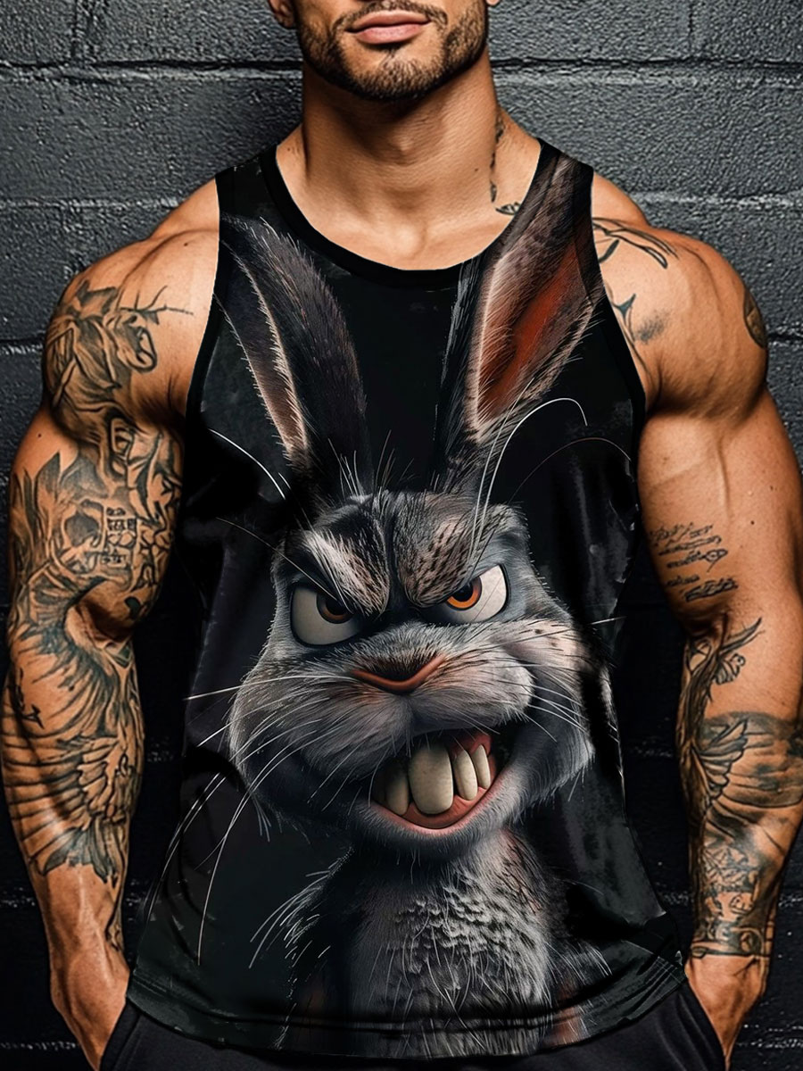 Funny Bunny Print Tank Top