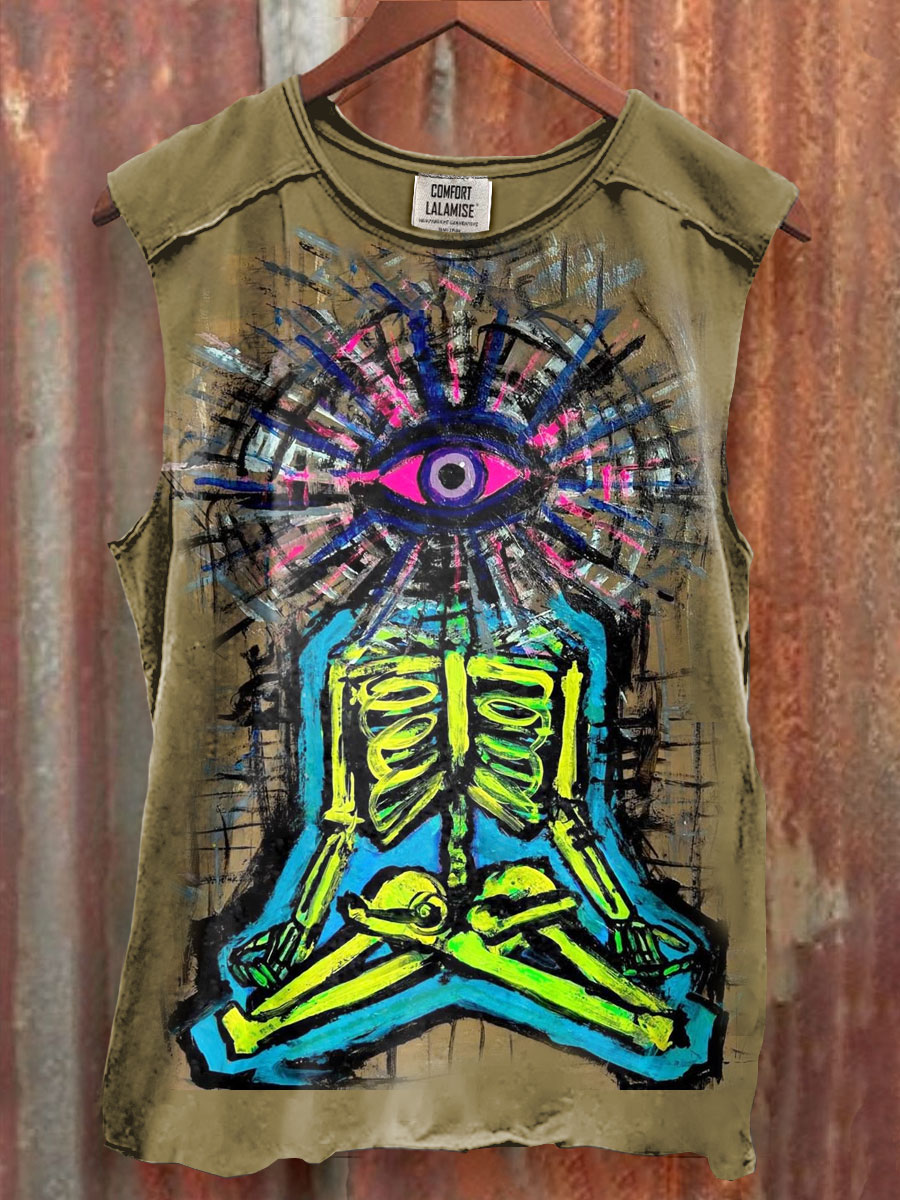 Abstrct Meditation Art Print 100% Cotton Casual Tank Top